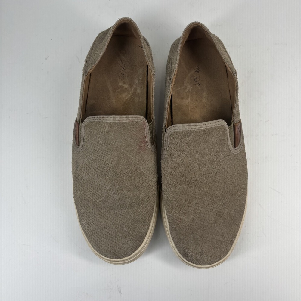 Olukai‎ Pehuea Women's US 8 Taupe Snake-Embossed Leather Slip-On Loafer Shoes - Picture 8 of 16